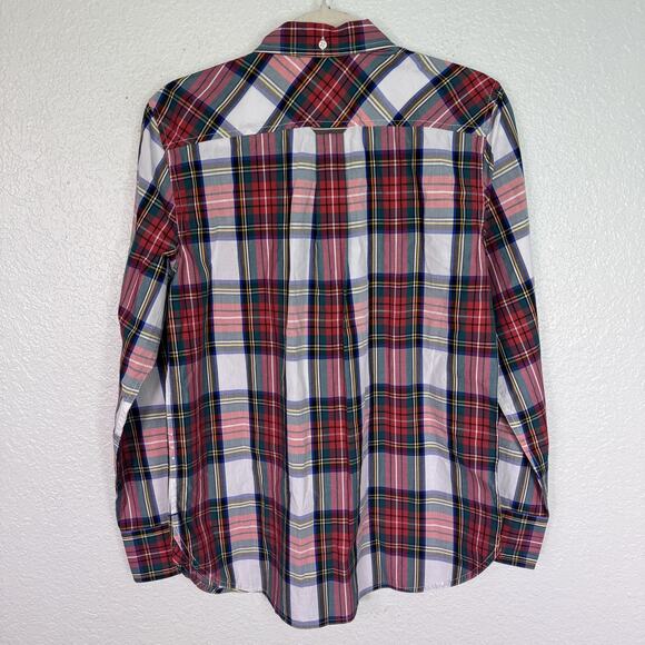 J Crew Top Womens 6 Tartan Plaid Classic Poplin Shirt Button Up Holiday Preppy - Picture 2 of 11
